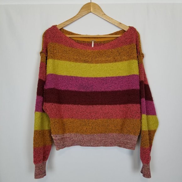Free People Candyland Boatneck Pullover Sweater M - Picture 6 of 10